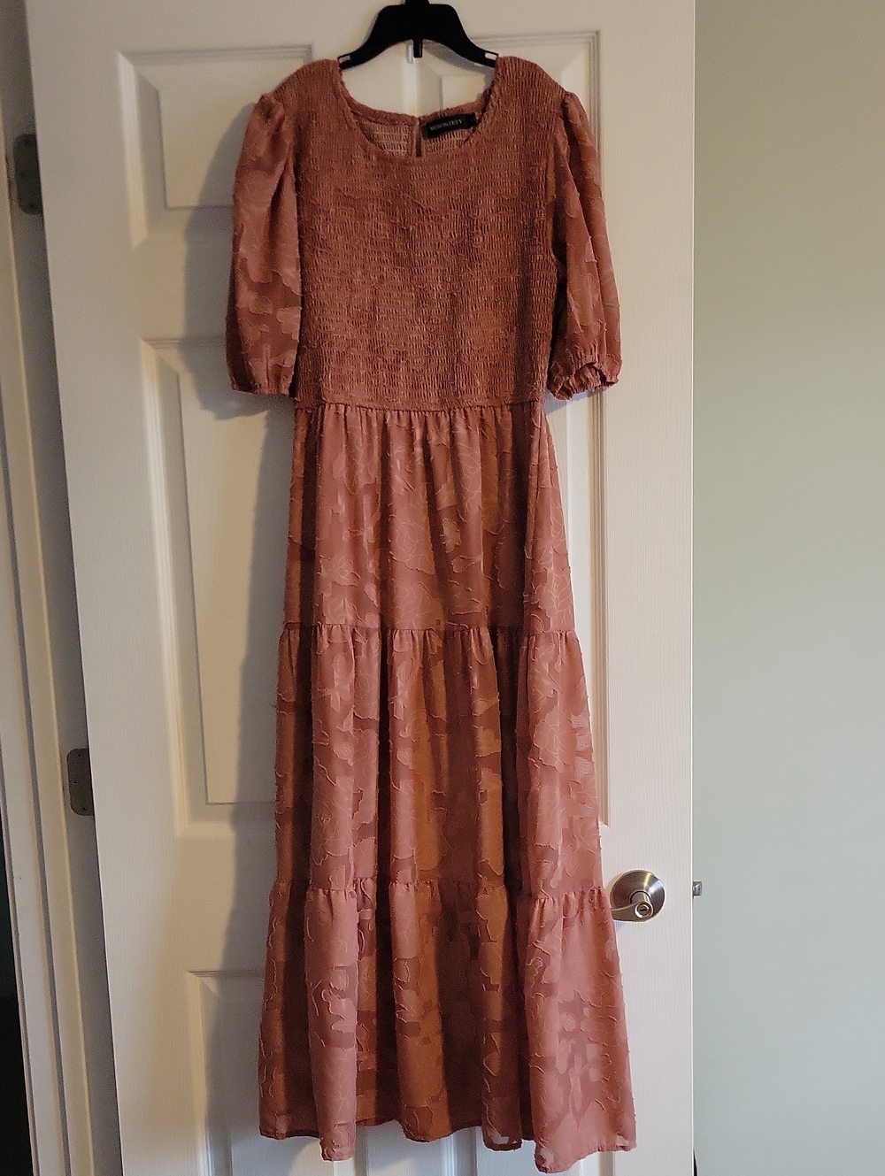 Women's Mauve Textured Tiered Maxi Dress